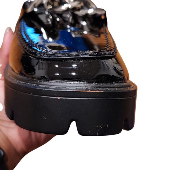 Azalea Wang Black Patent Leather Chain Loafers (Size 9) - Picture 11 of 14